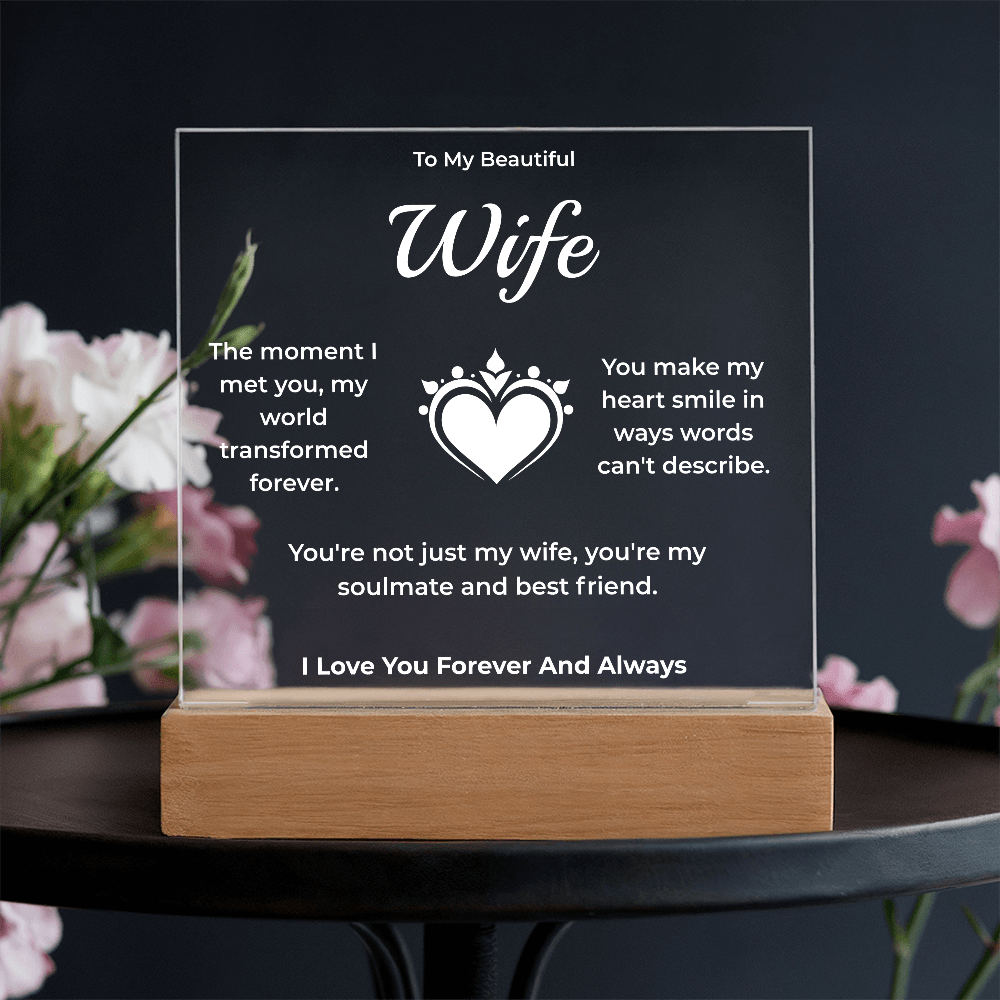 ShineOn Fulfillment Jewelry Battery Powered LED Base To My Beautiful Wife Plaque