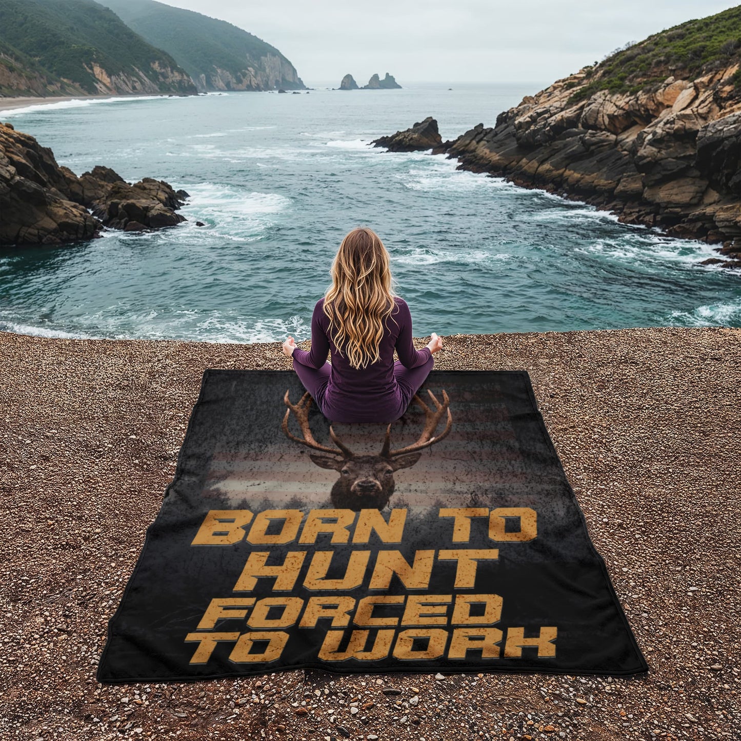 ShineOn Fulfillment Jewelry Born to Hunt, Forced to Work – Deer Hunting Blanket - GHR1223