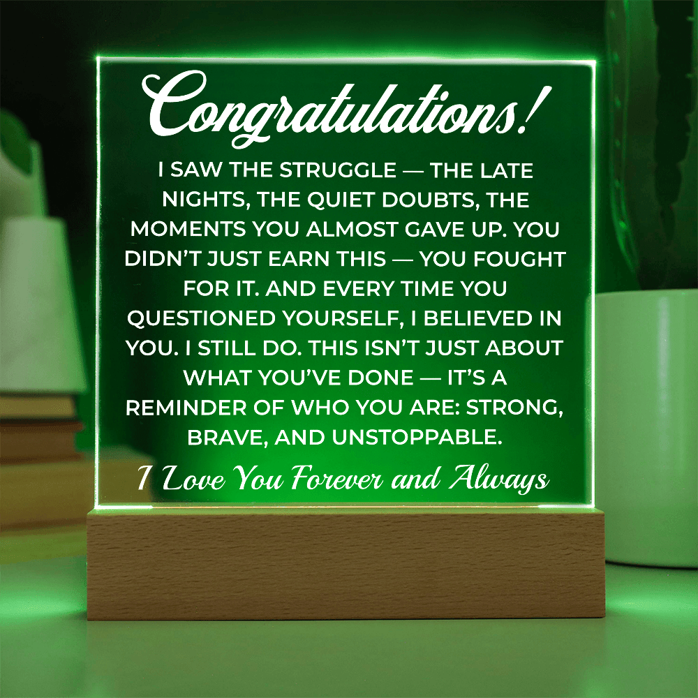 ShineOn Fulfillment Jewelry Congratulations from Me - LED Plaque - GHR1103