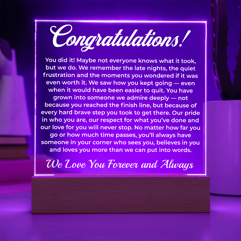 ShineOn Fulfillment Jewelry Congratulations from Us! - LED Acrylic Plaque - GHR1083