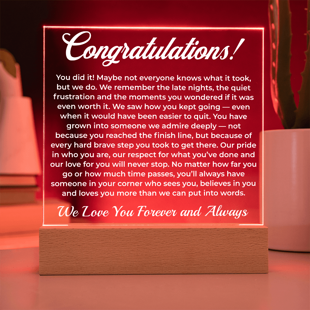 ShineOn Fulfillment Jewelry Congratulations from Us! - LED Acrylic Plaque - GHR1083