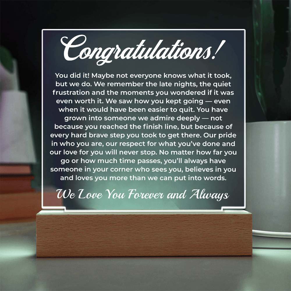ShineOn Fulfillment Jewelry Congratulations from Us! - LED Acrylic Plaque - GHR1083