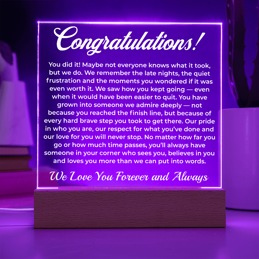 ShineOn Fulfillment Jewelry Congratulations from Us! - LED Acrylic Plaque - GHR1083