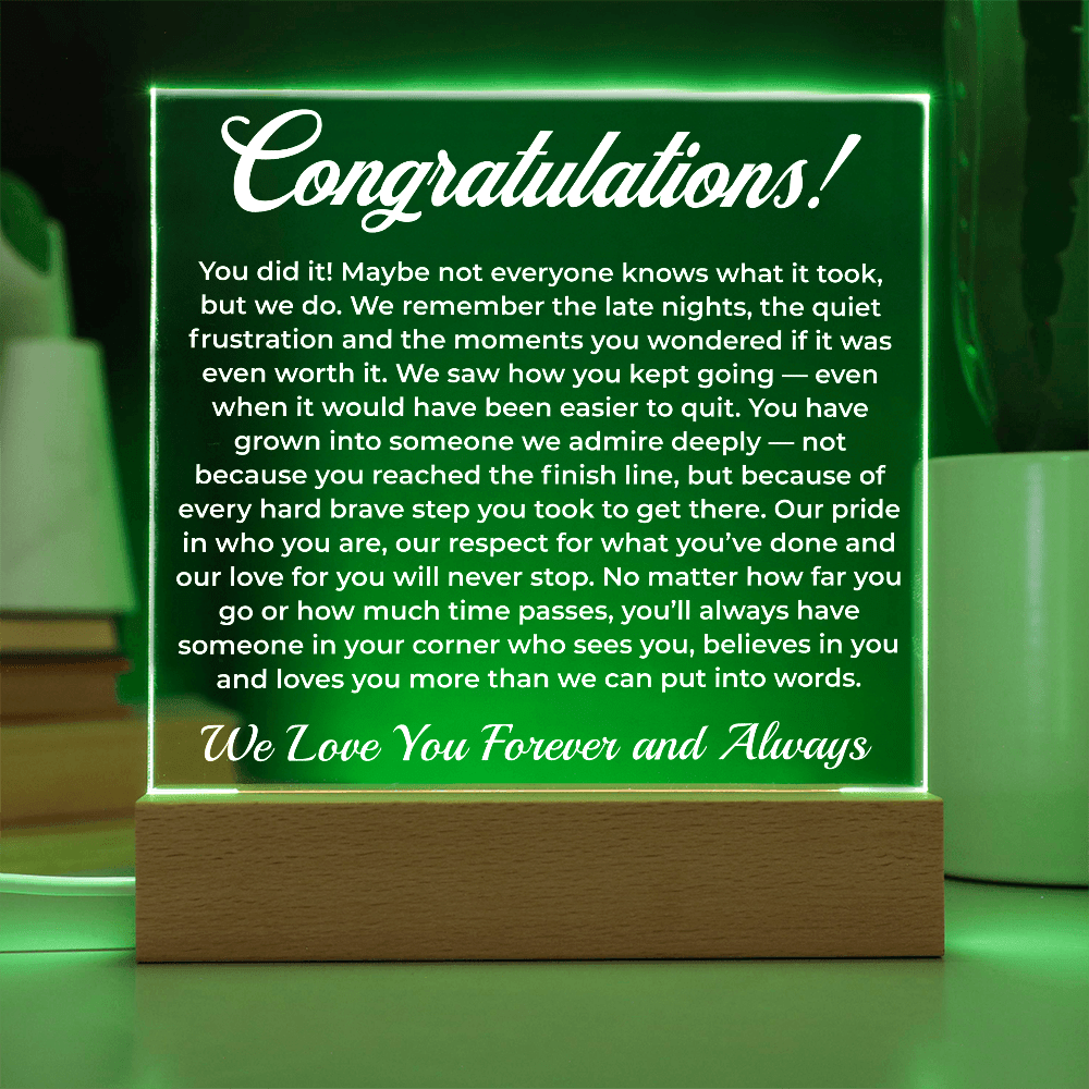 ShineOn Fulfillment Jewelry Congratulations from Us! - LED Acrylic Plaque - GHR1083