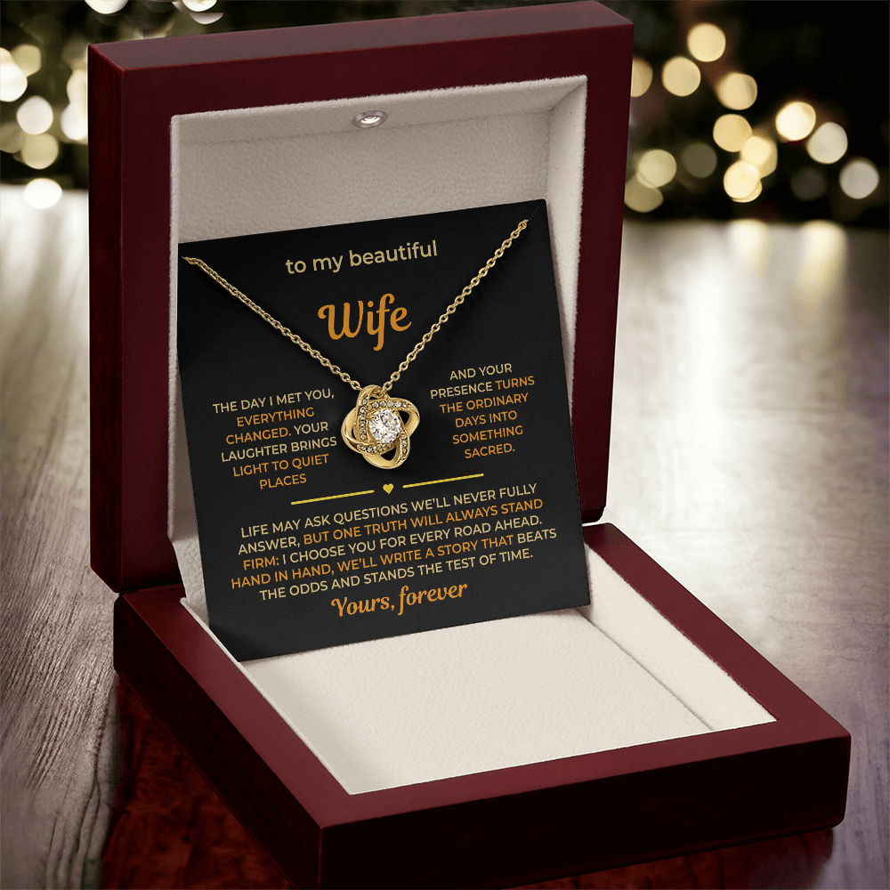 ShineOn Fulfillment Jewelry Husband->Wife - Love Knot Necklace - GHR1275
