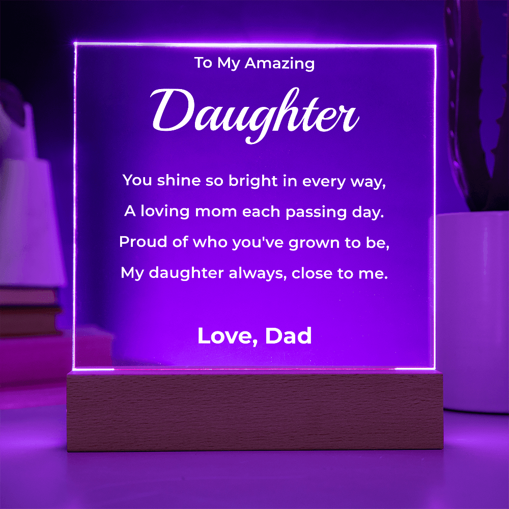 ShineOn Fulfillment Jewelry LED Acrylic Plaque – Father to Daughter Mother's Day Gift