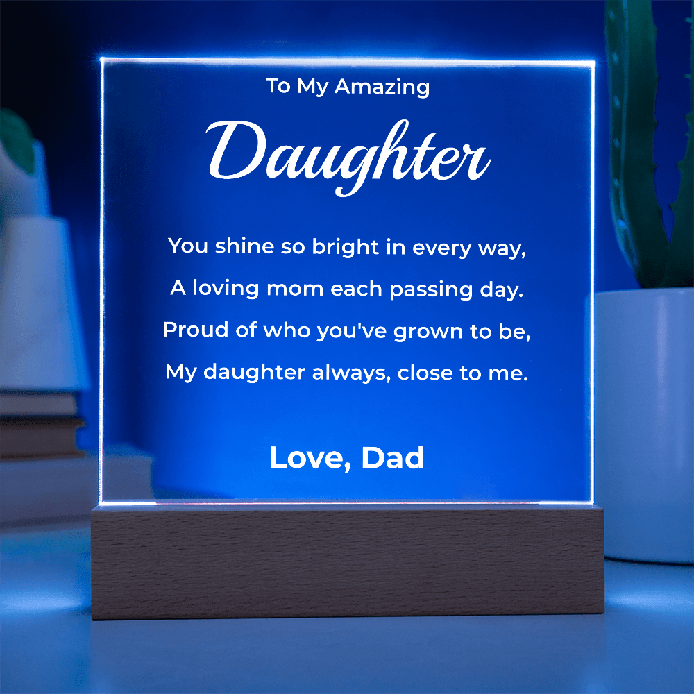 ShineOn Fulfillment Jewelry LED Acrylic Plaque – Father to Daughter Mother's Day Gift