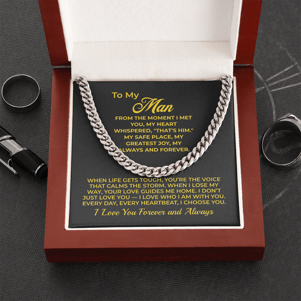 ShineOn Fulfillment Jewelry Stainless Steel / Luxury Box To My Man - Cuban Chain Necklace - GHR1106