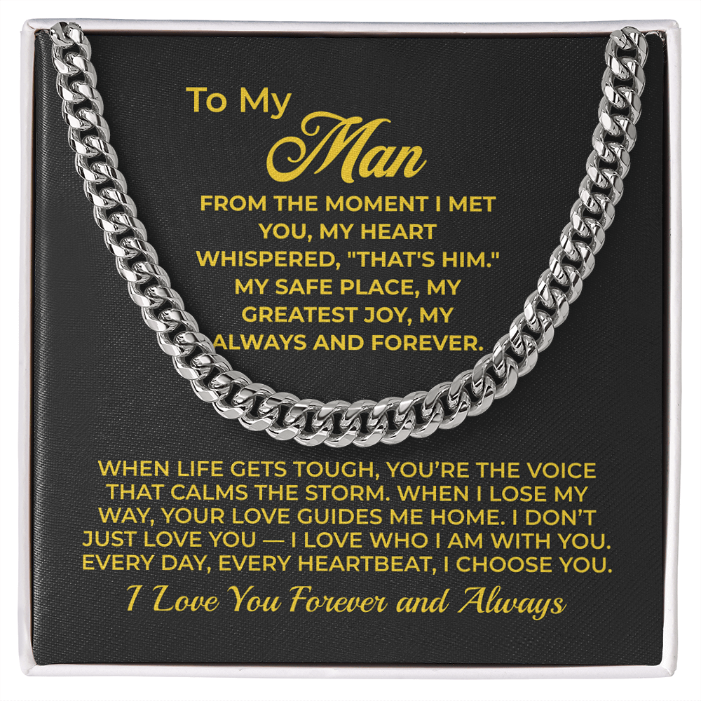 ShineOn Fulfillment Jewelry Stainless Steel / Standard Box To My Man - Cuban Chain Necklace - GHR1106