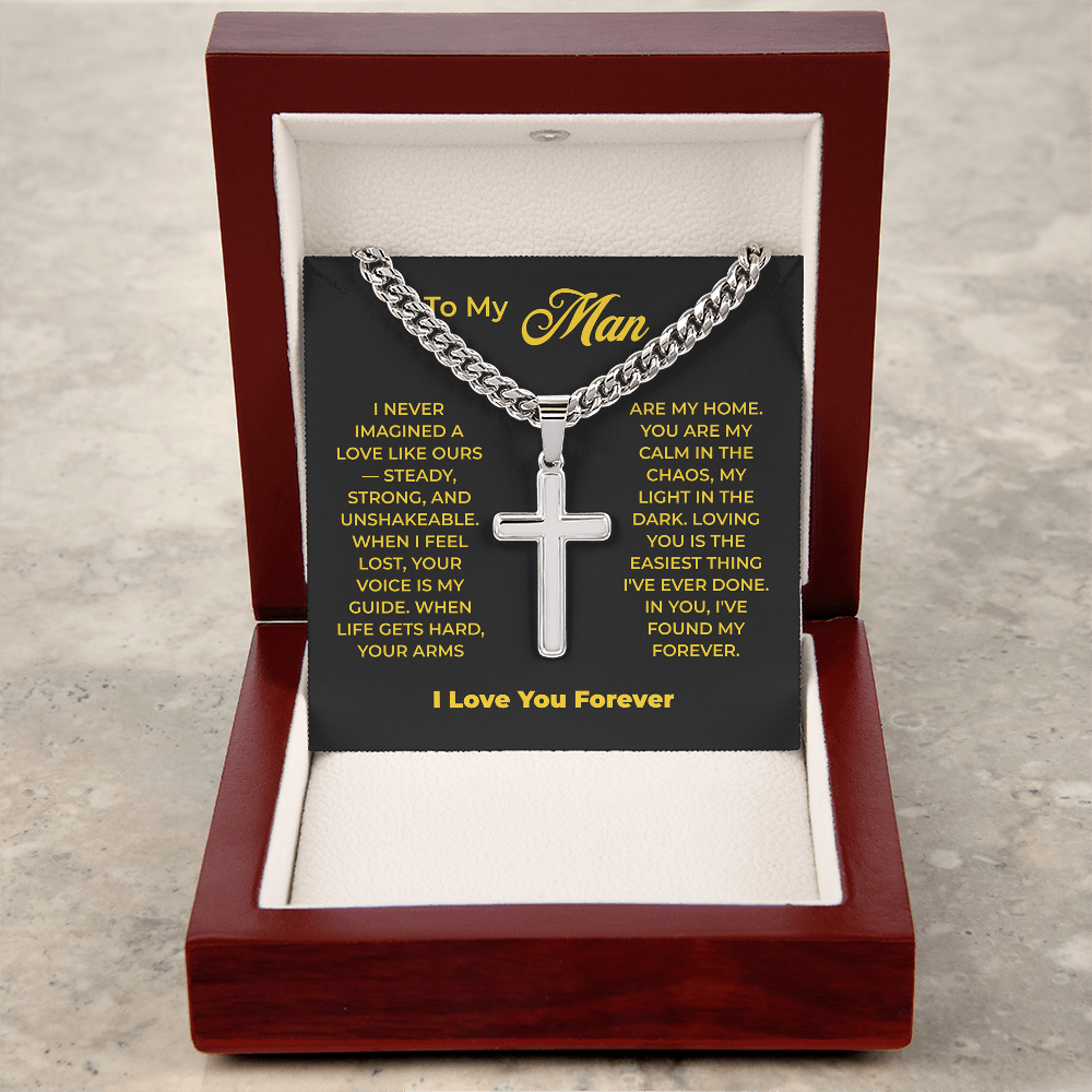 ShineOn Fulfillment Jewelry To My Man - Cuban Chain Necklace w/Artisan Cross - GHR1118