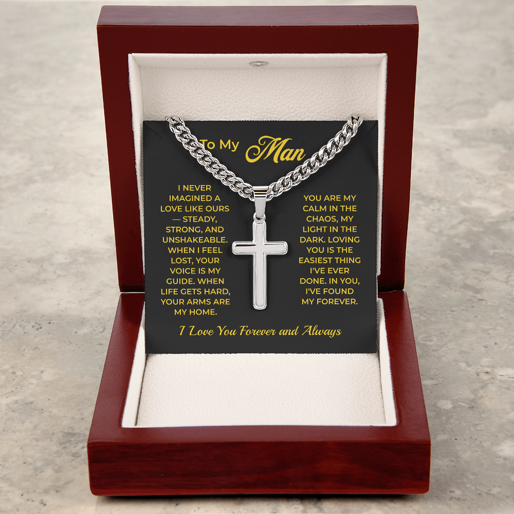 ShineOn Fulfillment Jewelry To My Man - Cuban Link Chain w/Artisan Cross - GHR1107