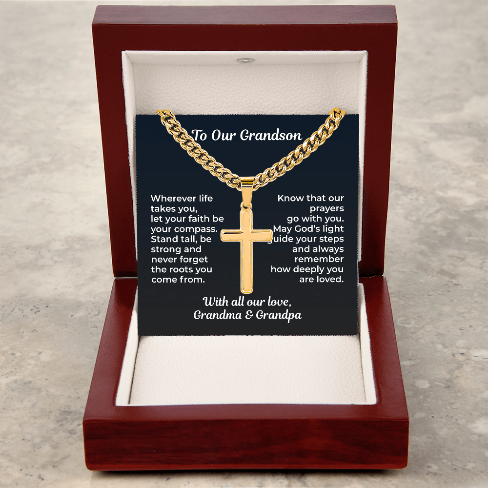 ShineOn Fulfillment Jewelry To Our Grandson – Faith & Guidance Cross Necklace - GHR1217