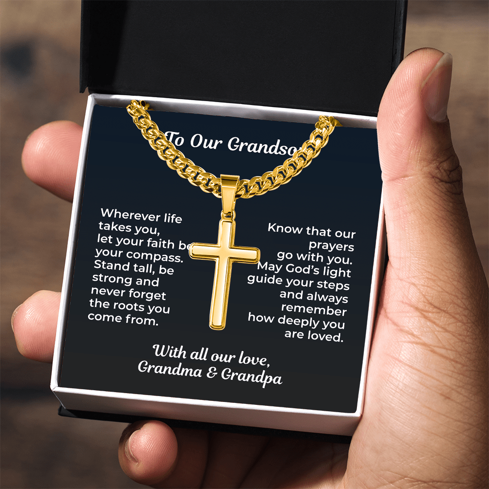 ShineOn Fulfillment Jewelry To Our Grandson – Faith & Guidance Cross Necklace - GHR1217