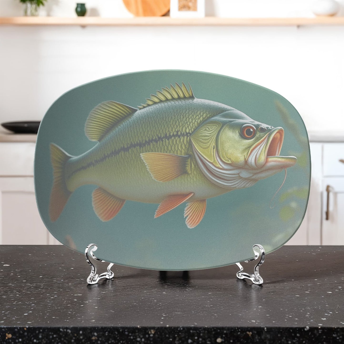 ShineOn Fulfillment Kitchenware 10”x14” Platter Gone Fishin' Catchall Tray – Bass Edition - GHR1134