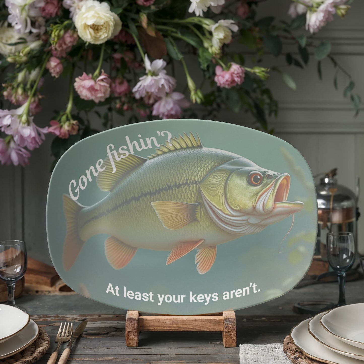 ShineOn Fulfillment Kitchenware 10”x14” Platter Gone Fishin' Catchall Tray - GHR1135