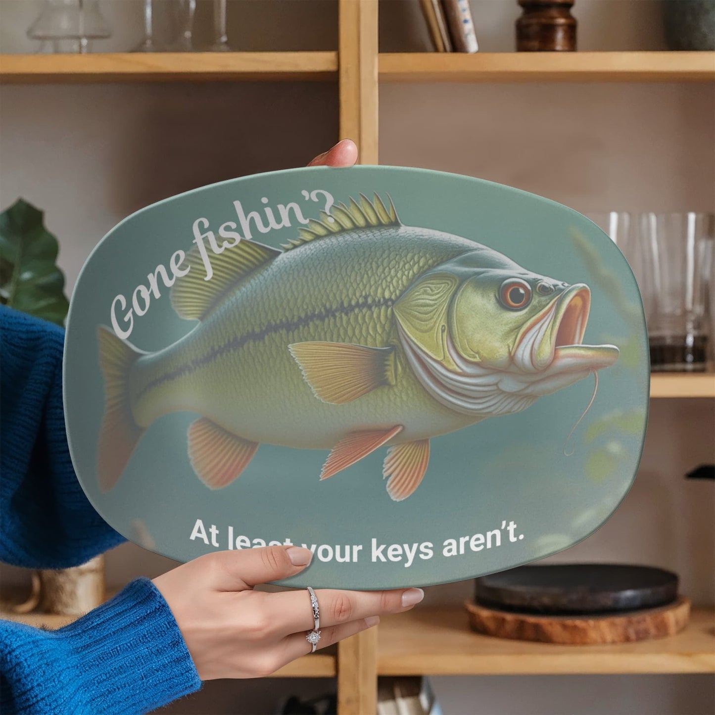 ShineOn Fulfillment Kitchenware 10”x14” Platter Gone Fishin' Catchall Tray - GHR1135