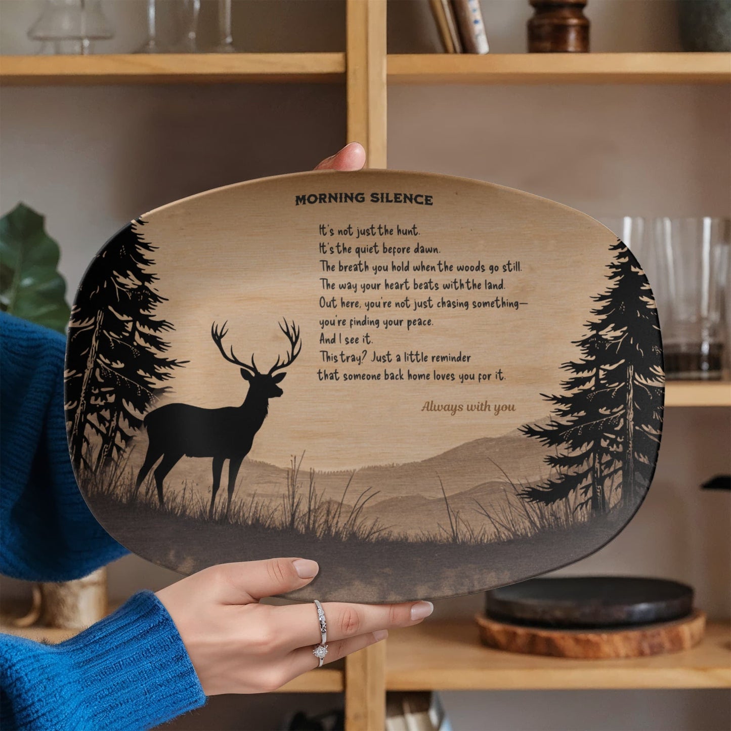 ShineOn Fulfillment Kitchenware 10”x14” Platter Morning Silence, Hunter's Heart – Catchall Tray - GHR1144