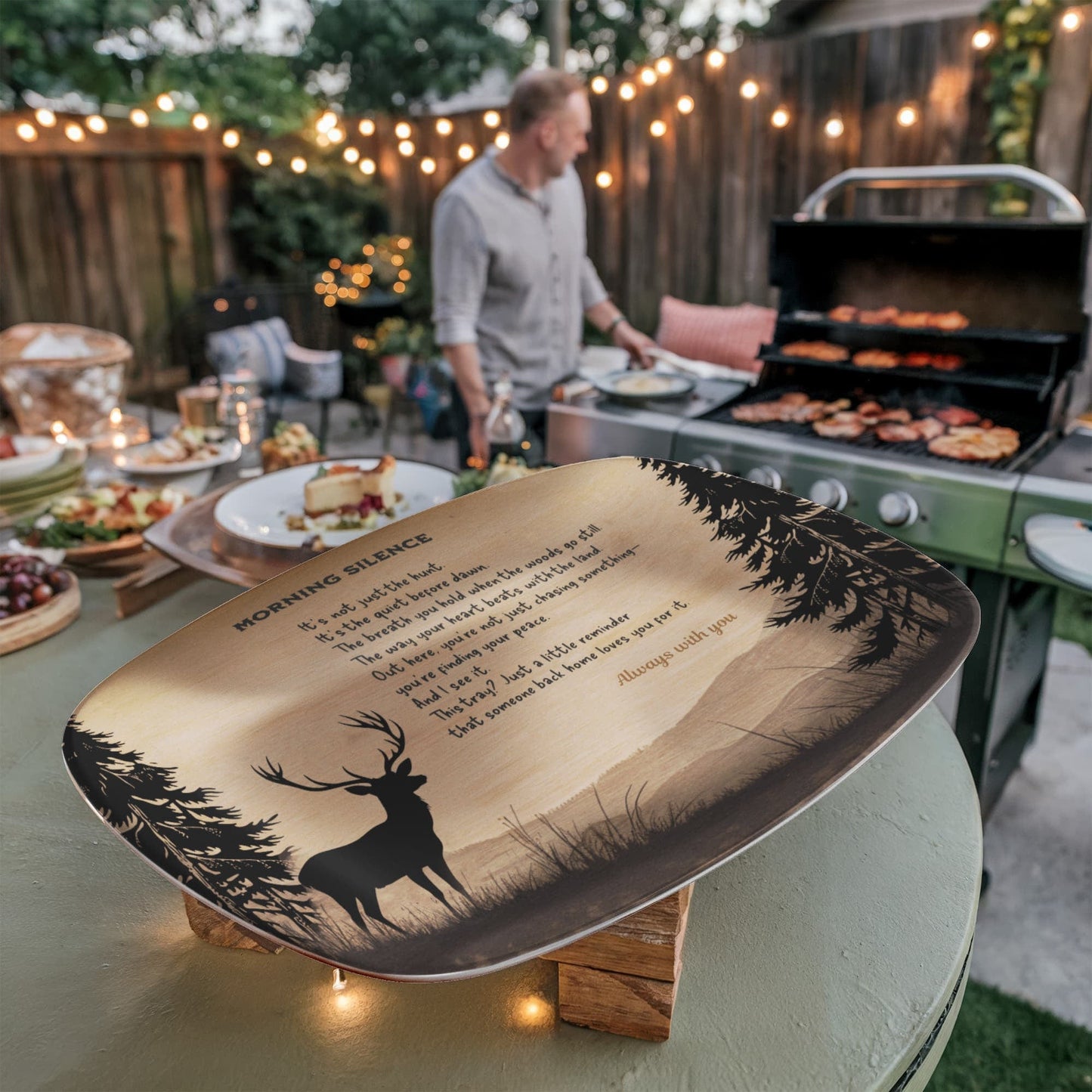 ShineOn Fulfillment Kitchenware 10”x14” Platter Morning Silence, Hunter's Heart – Catchall Tray - GHR1144