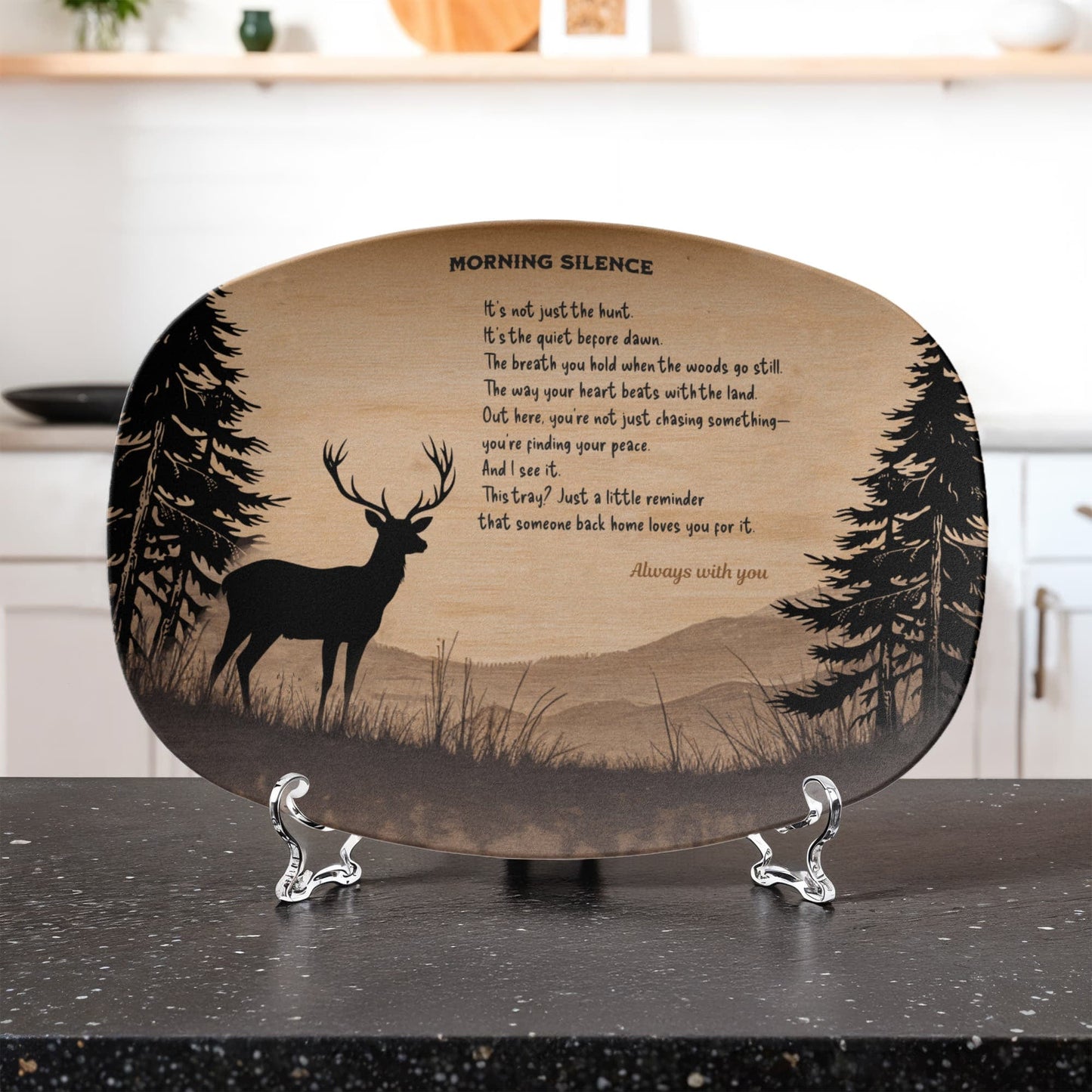 ShineOn Fulfillment Kitchenware 10”x14” Platter Morning Silence, Hunter's Heart – Catchall Tray - GHR1144