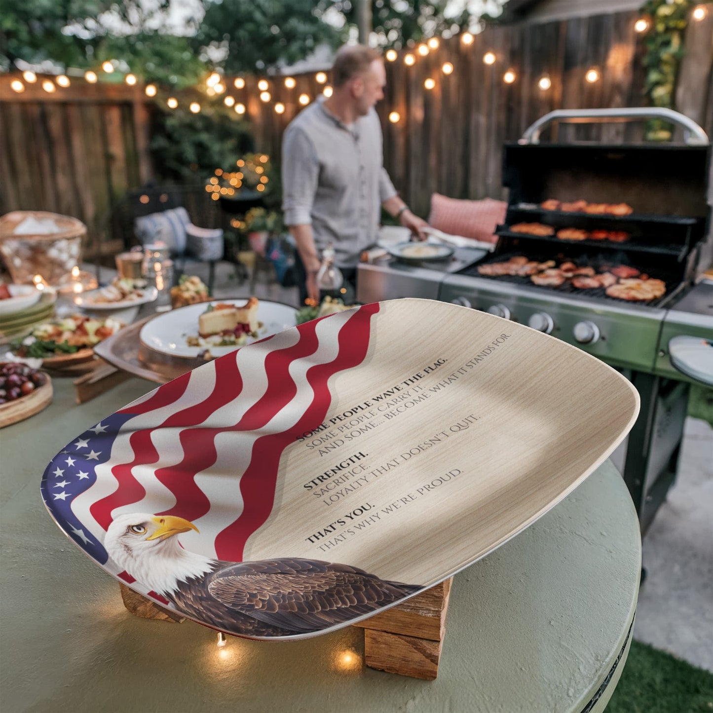 ShineOn Fulfillment Kitchenware 10”x14” Platter Patriotic Catchall Tray – Tribute to Strength, Sacrifice & Loyalty - GHR1140