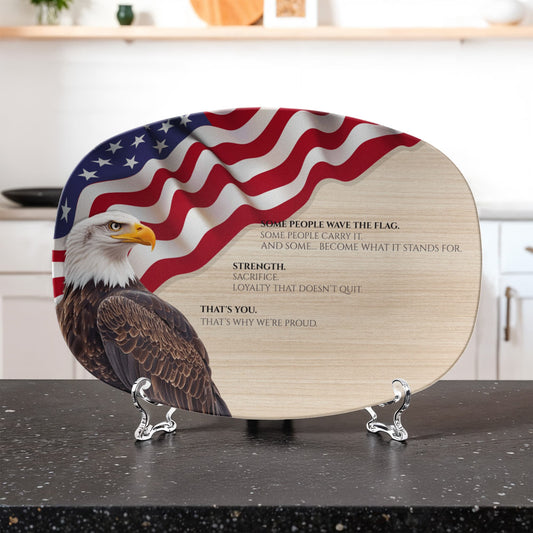 ShineOn Fulfillment Kitchenware 10”x14” Platter Patriotic Catchall Tray – Tribute to Strength, Sacrifice & Loyalty - GHR1140