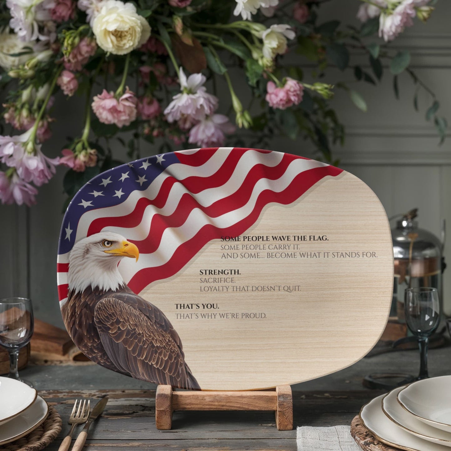 ShineOn Fulfillment Kitchenware 10”x14” Platter Patriotic Catchall Tray – Tribute to Strength, Sacrifice & Loyalty - GHR1140