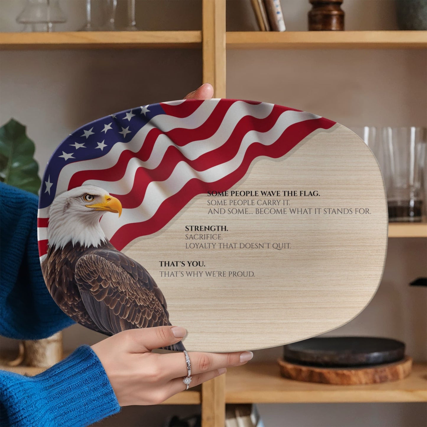 ShineOn Fulfillment Kitchenware 10”x14” Platter Patriotic Catchall Tray – Tribute to Strength, Sacrifice & Loyalty - GHR1140