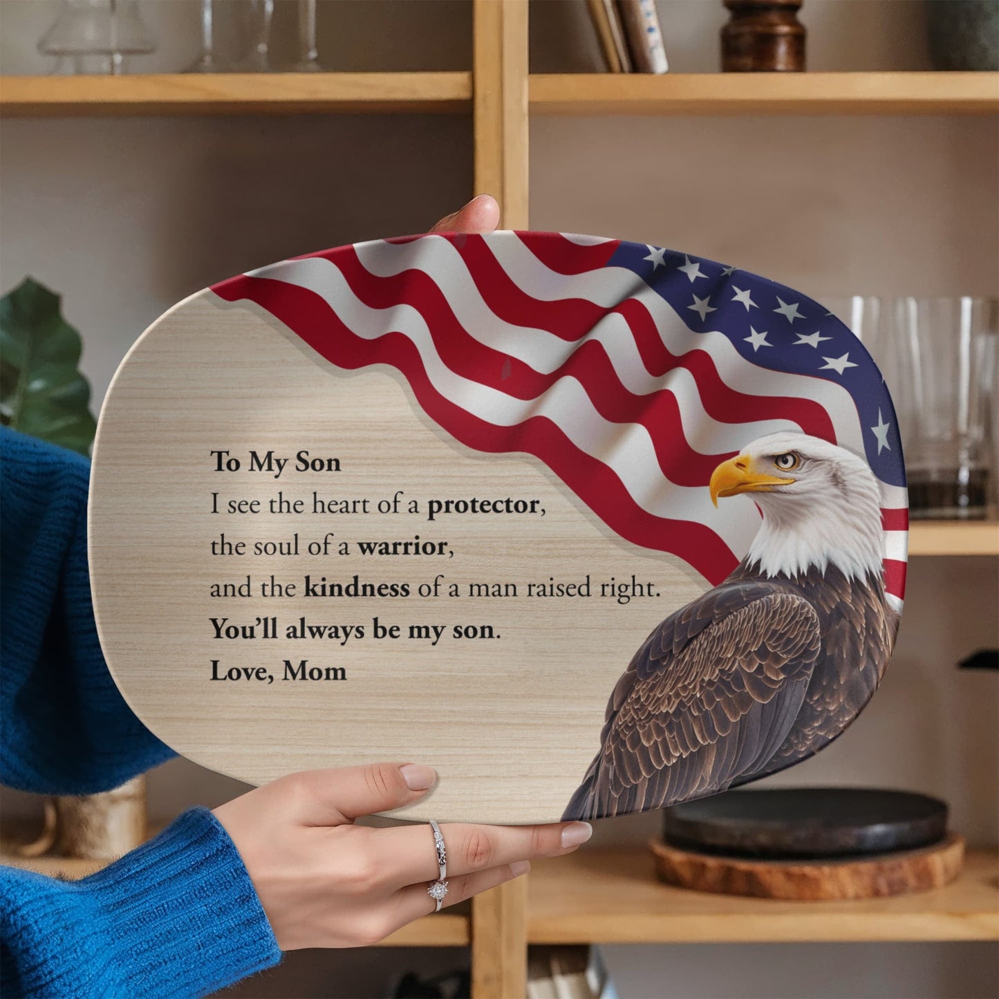 ShineOn Fulfillment Kitchenware 10”x14” Platter To My Son – Patriotic Catchall Tray - GHR1195