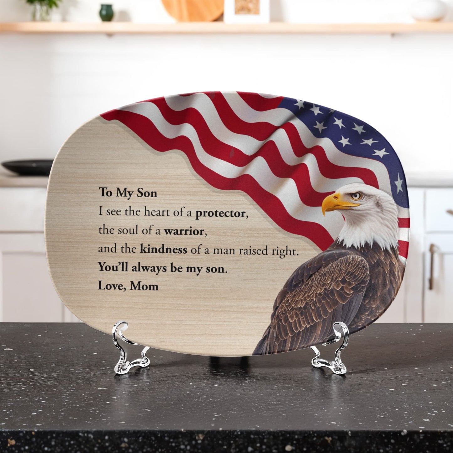 ShineOn Fulfillment Kitchenware 10”x14” Platter To My Son – Patriotic Catchall Tray - GHR1195