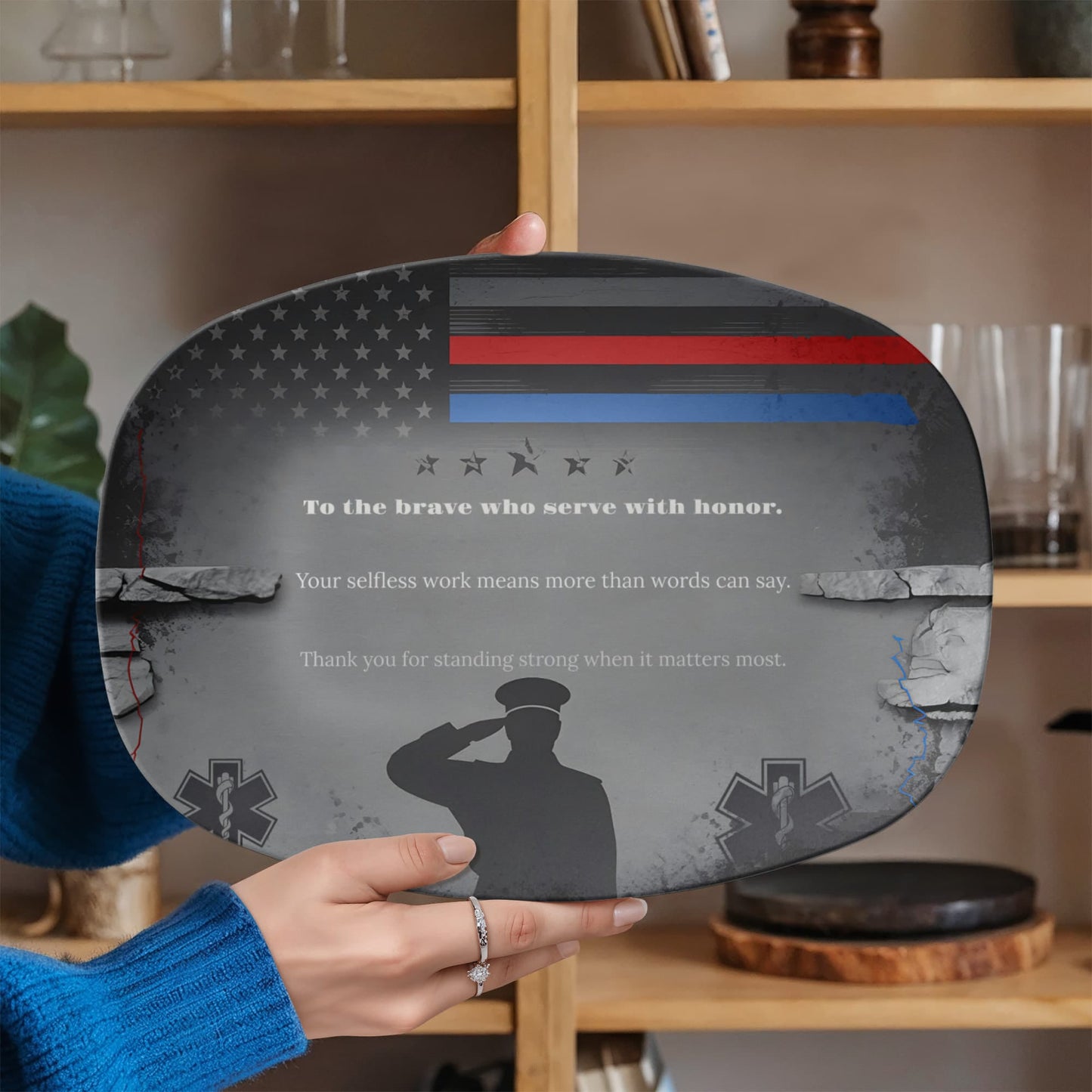 ShineOn Fulfillment Kitchenware 10”x14” Platter To the Brave – First Responder Catchall - GHR1142