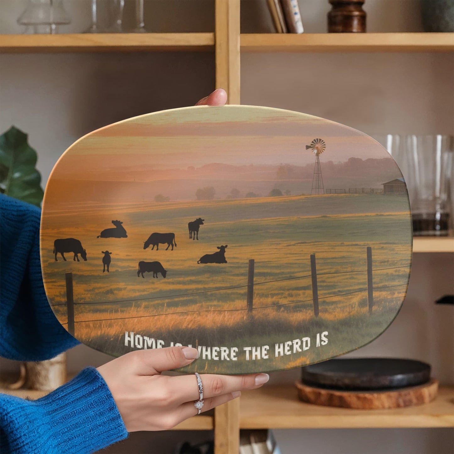 ShineOn Fulfillment Kitchenware 10”x14” Platter Where the Cattle Roam – Catchall Tray - GHR1141