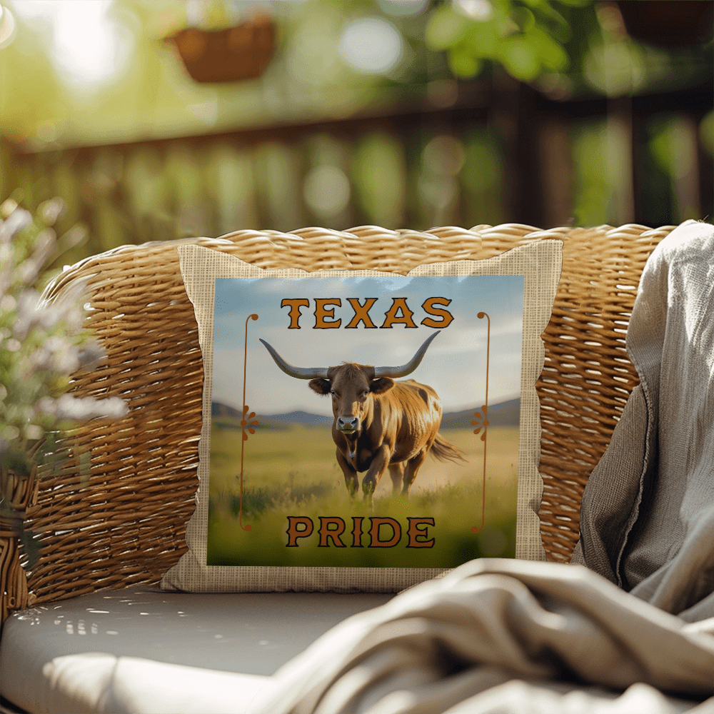 ShineOn Fulfillment Bedding 16" x 16" Longhorn Cow Pillow