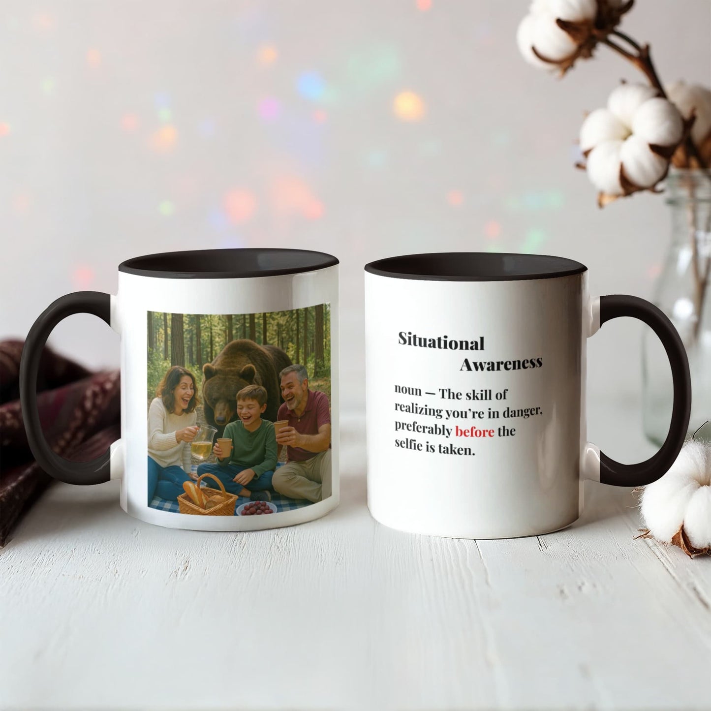 ShineOn Fulfillment Drinkware 11 oz. / Black Bear Situational Awareness Coffee Mug - GHR1169