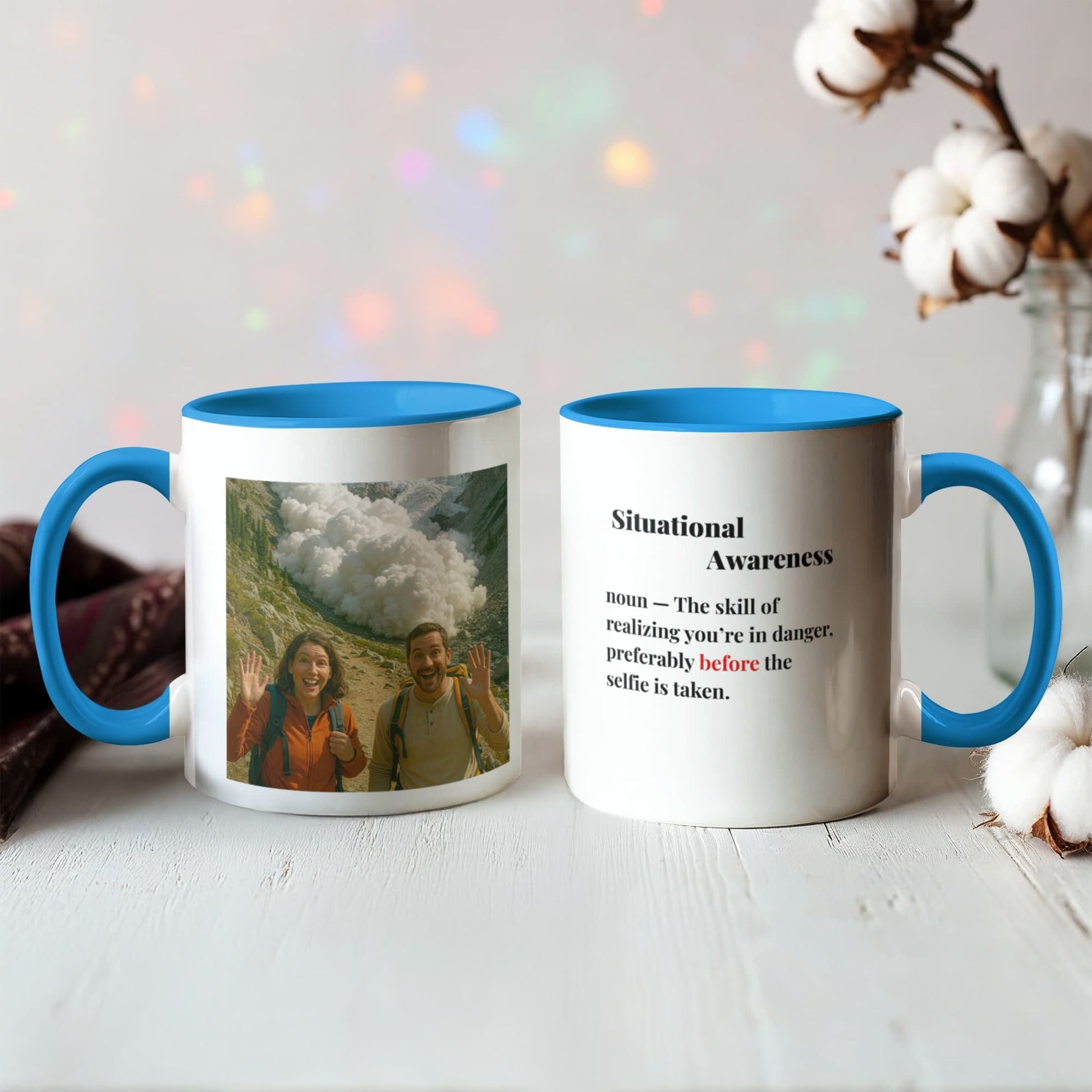 ShineOn Fulfillment Drinkware 11 oz. / Light Blue Avalanche Situational Awareness Coffee Mug - GHR1171