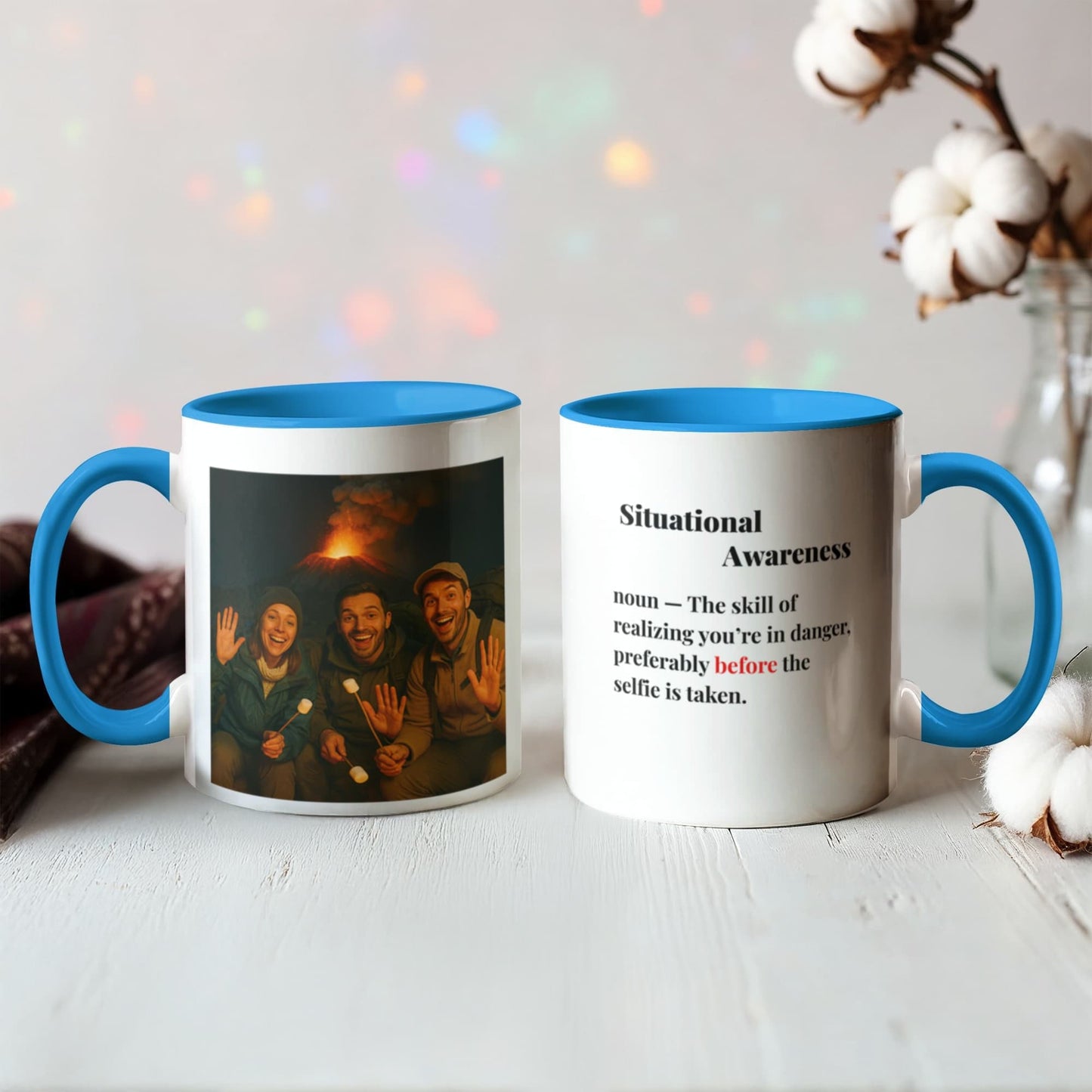 ShineOn Fulfillment Drinkware 11 oz. / Light Blue Volcano Situational Awareness Coffee Mug - GHR1177