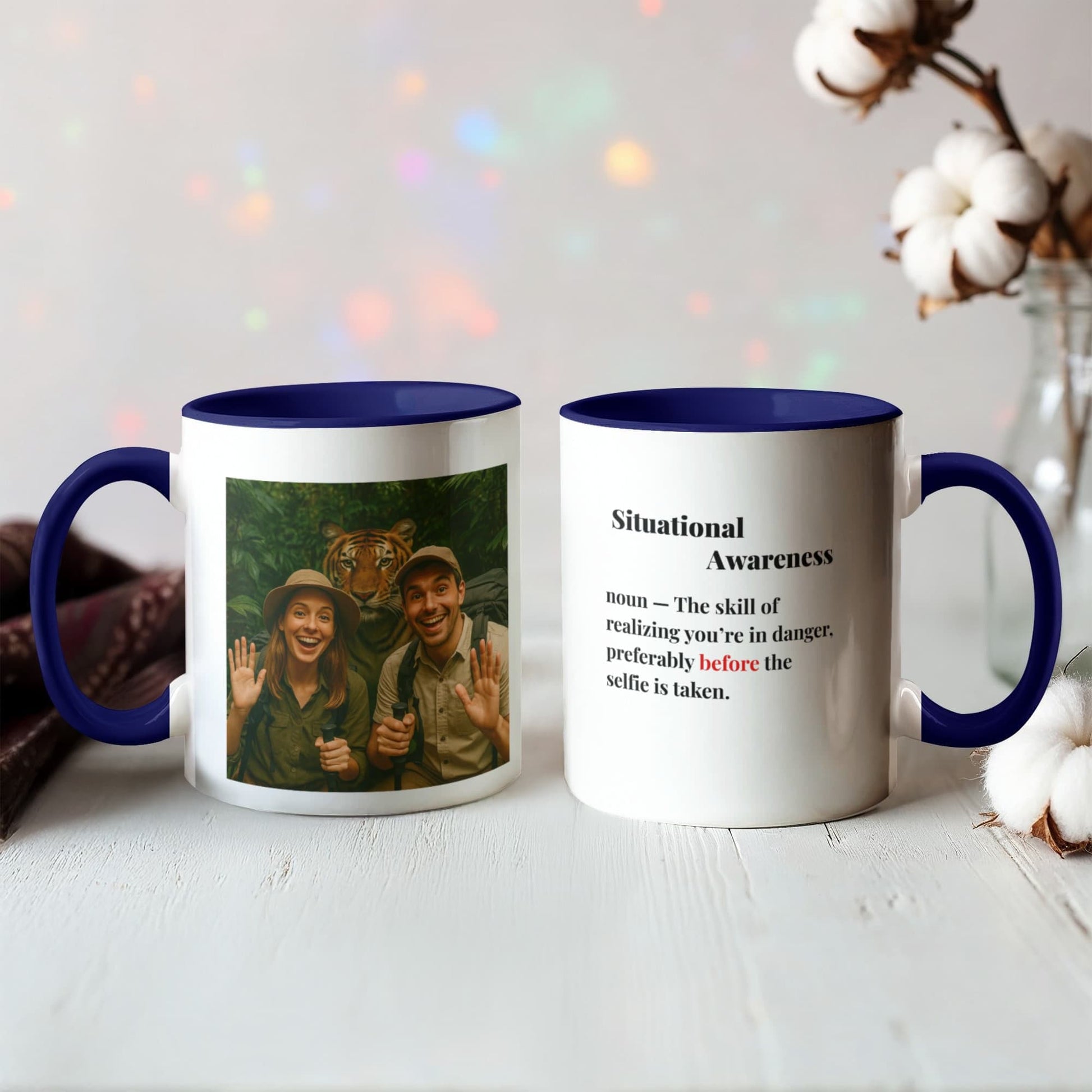 ShineOn Fulfillment Drinkware 11 oz. / Midnight Blue Tiger Situational Awareness Coffee Mug - GHR1179