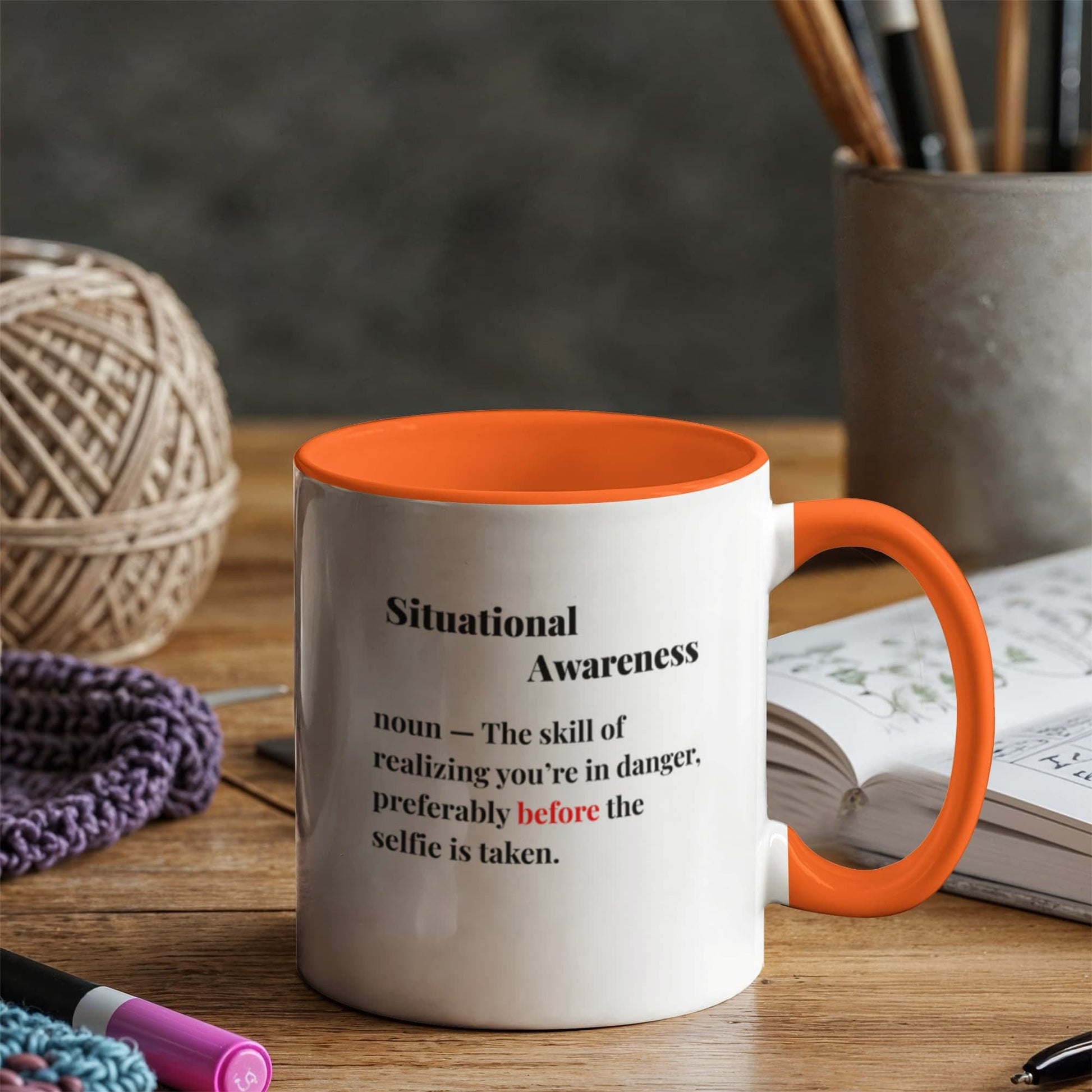 ShineOn Fulfillment Drinkware 11 oz. / Orange Bear Situational Awareness Coffee Mug - GHR1169