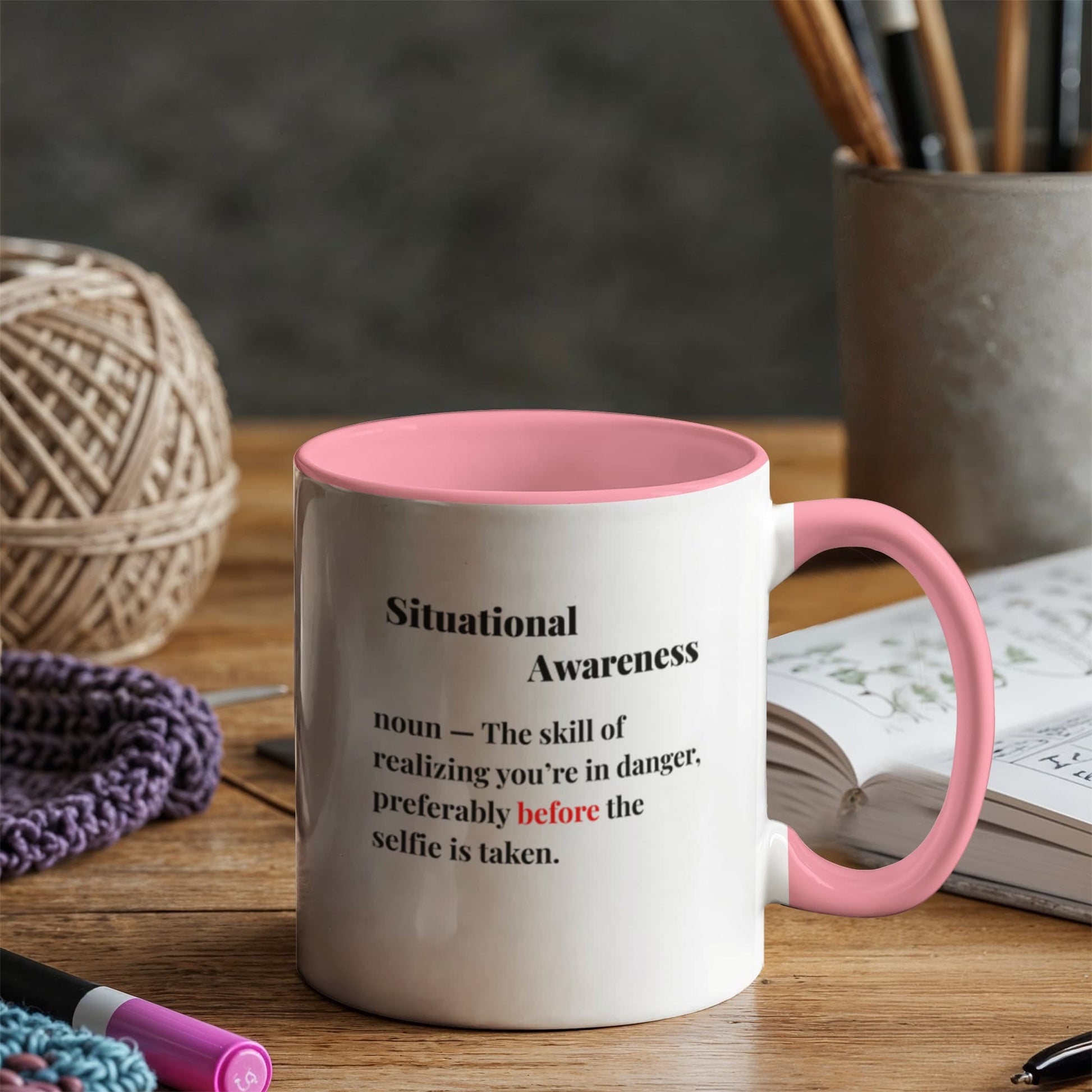 ShineOn Fulfillment Drinkware 11 oz. / Pink Bear Situational Awareness Coffee Mug - GHR1169