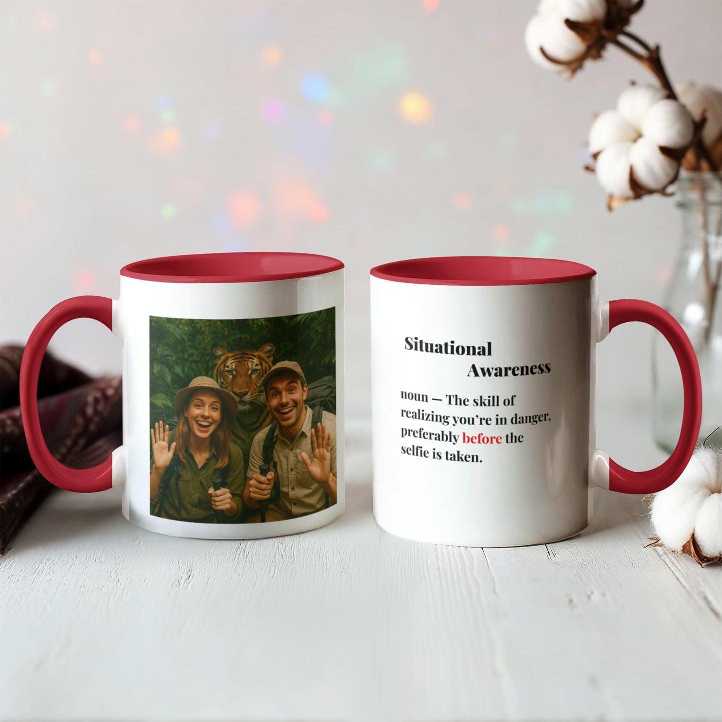 ShineOn Fulfillment Drinkware 11 oz. / Red Tiger Situational Awareness Coffee Mug - GHR1179