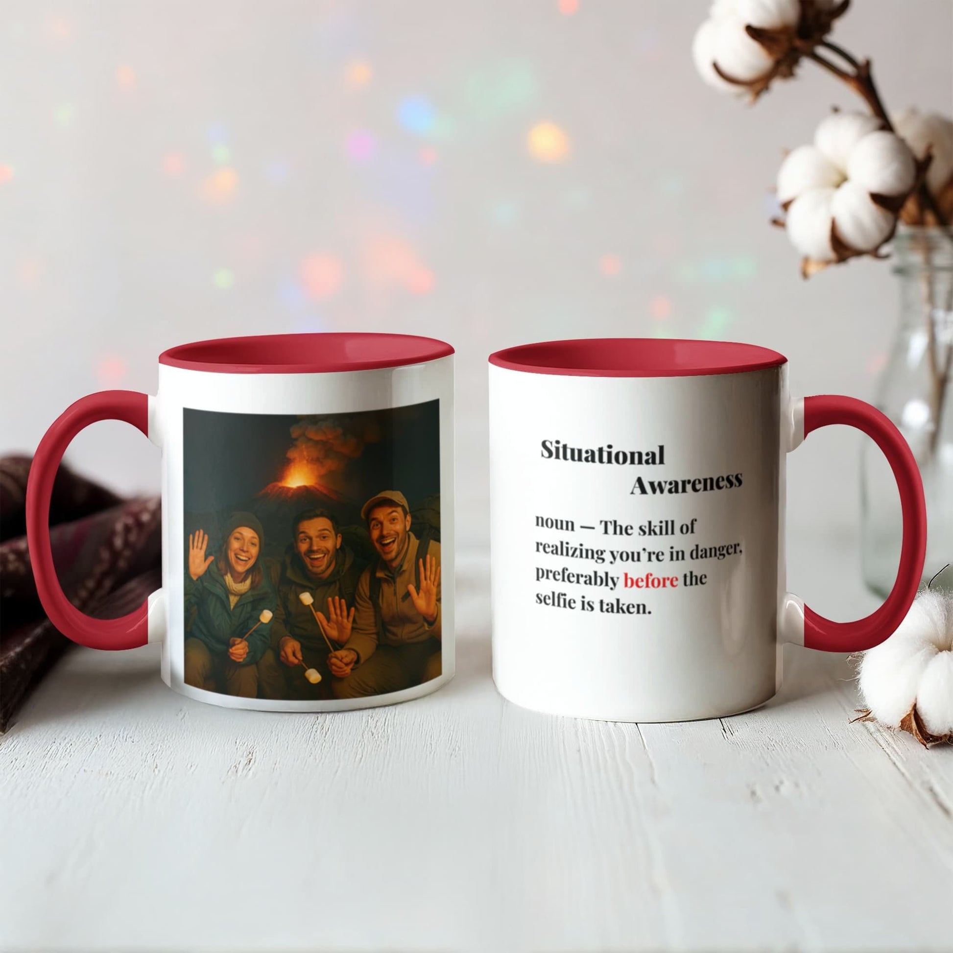 ShineOn Fulfillment Drinkware 11 oz. / Red Volcano Situational Awareness Coffee Mug - GHR1177