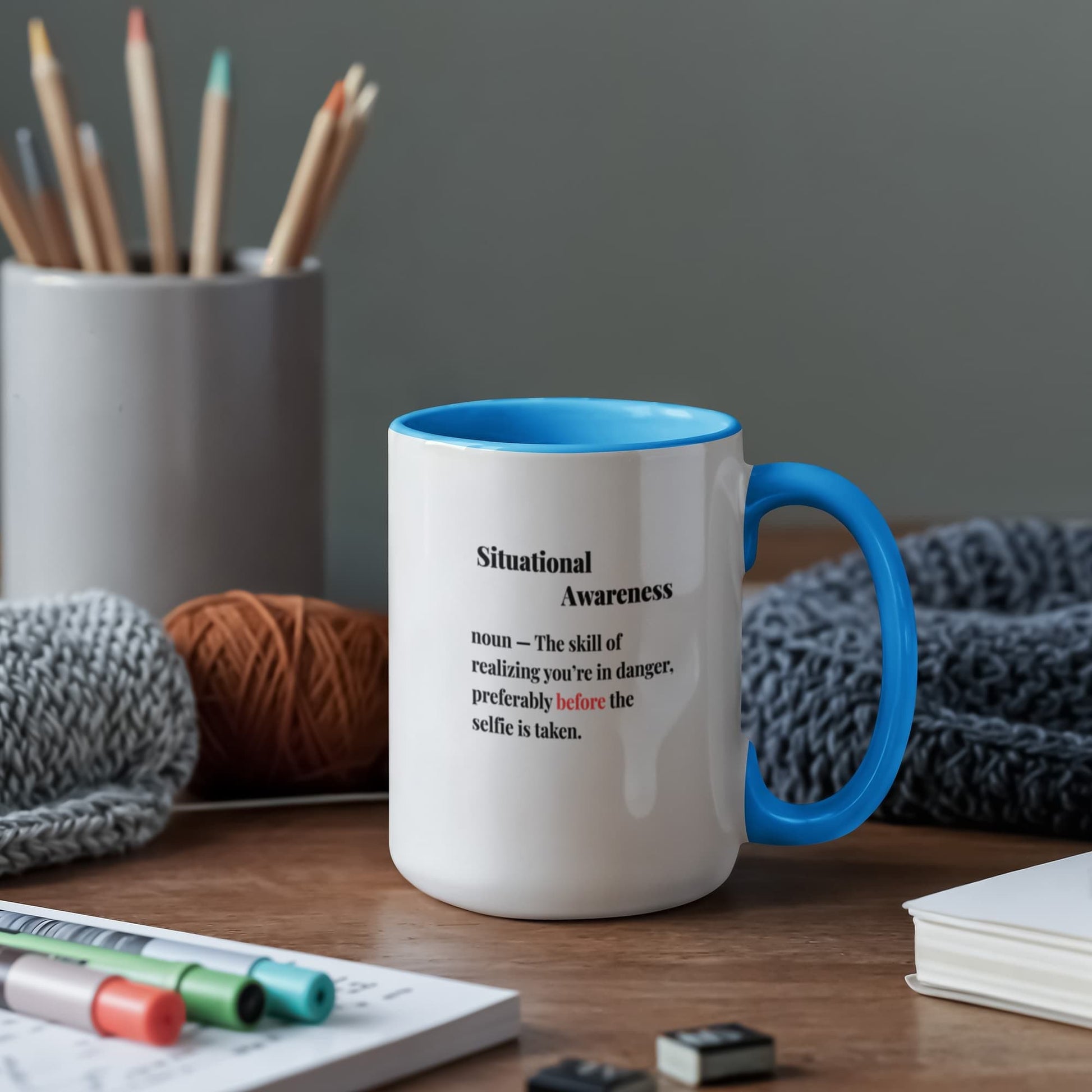 ShineOn Fulfillment Drinkware 15 oz. / Light Blue Avalanche Situational Awareness Coffee Mug - GHR1171