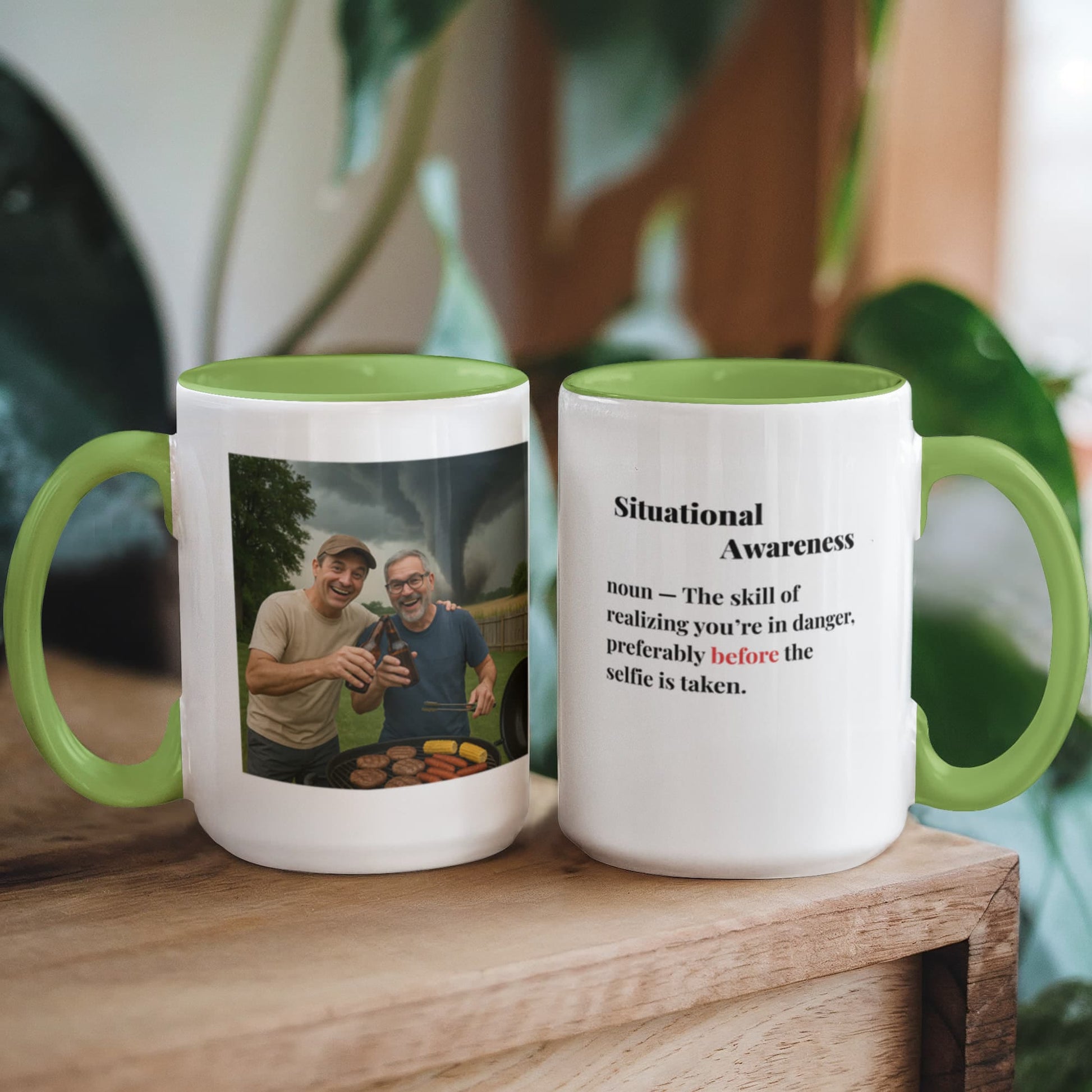ShineOn Fulfillment Drinkware 15 oz. / Light Green BBQ Situational Awareness Coffee Mug - GHR1163