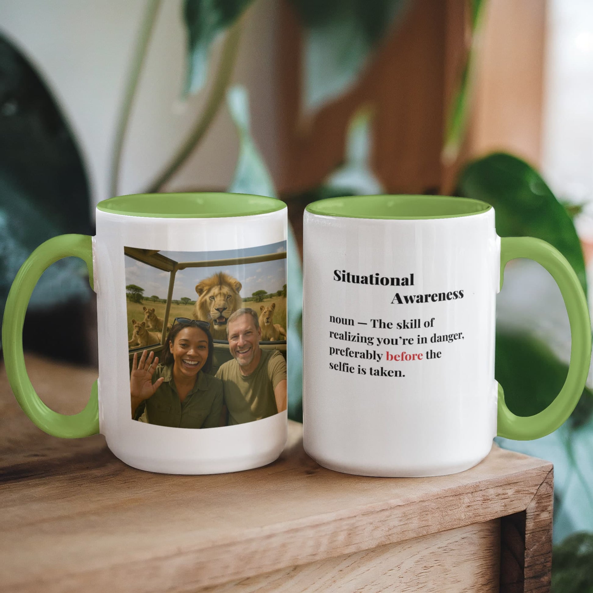 ShineOn Fulfillment Drinkware 15 oz. / Light Green Lion Situational Awareness Coffee Mug - GHR1165