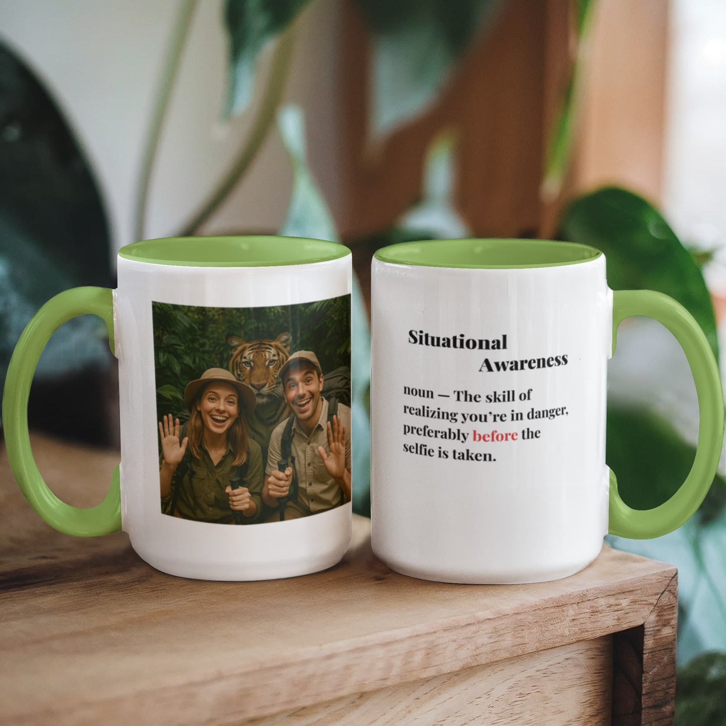 ShineOn Fulfillment Drinkware 15 oz. / Light Green Tiger Situational Awareness Coffee Mug - GHR1179
