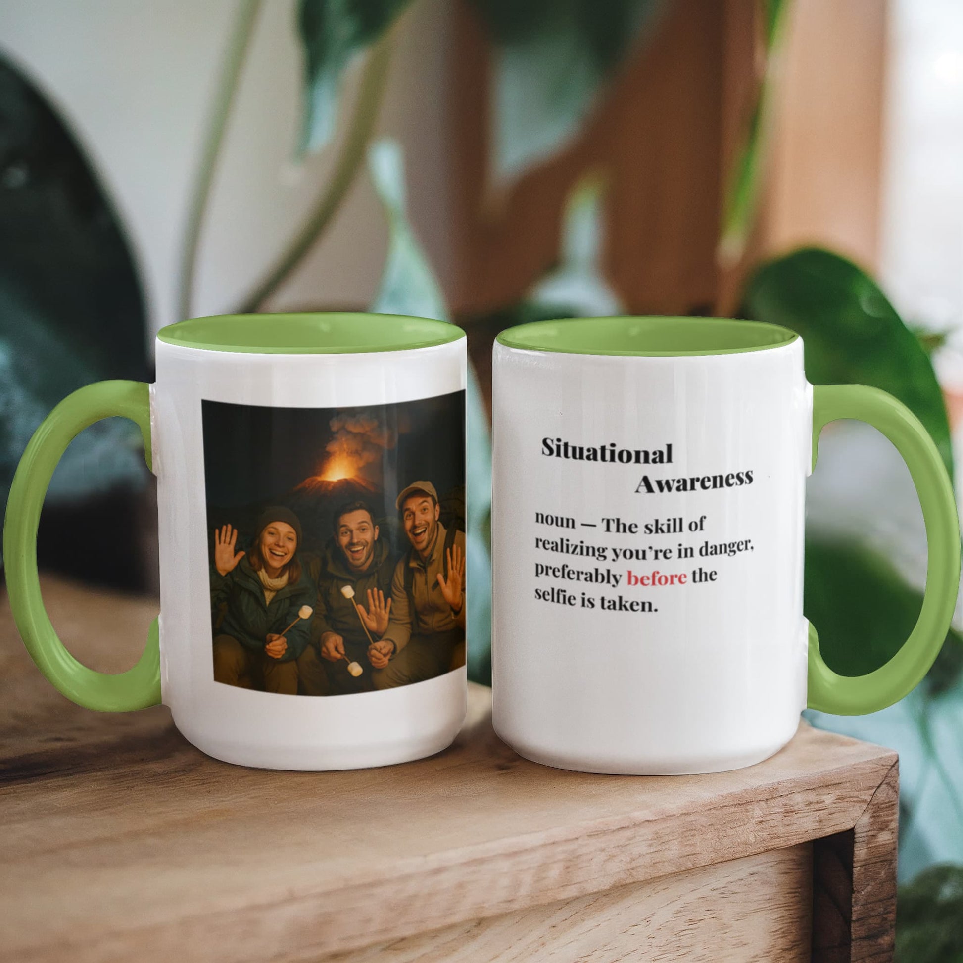 ShineOn Fulfillment Drinkware 15 oz. / Light Green Volcano Situational Awareness Coffee Mug - GHR1177