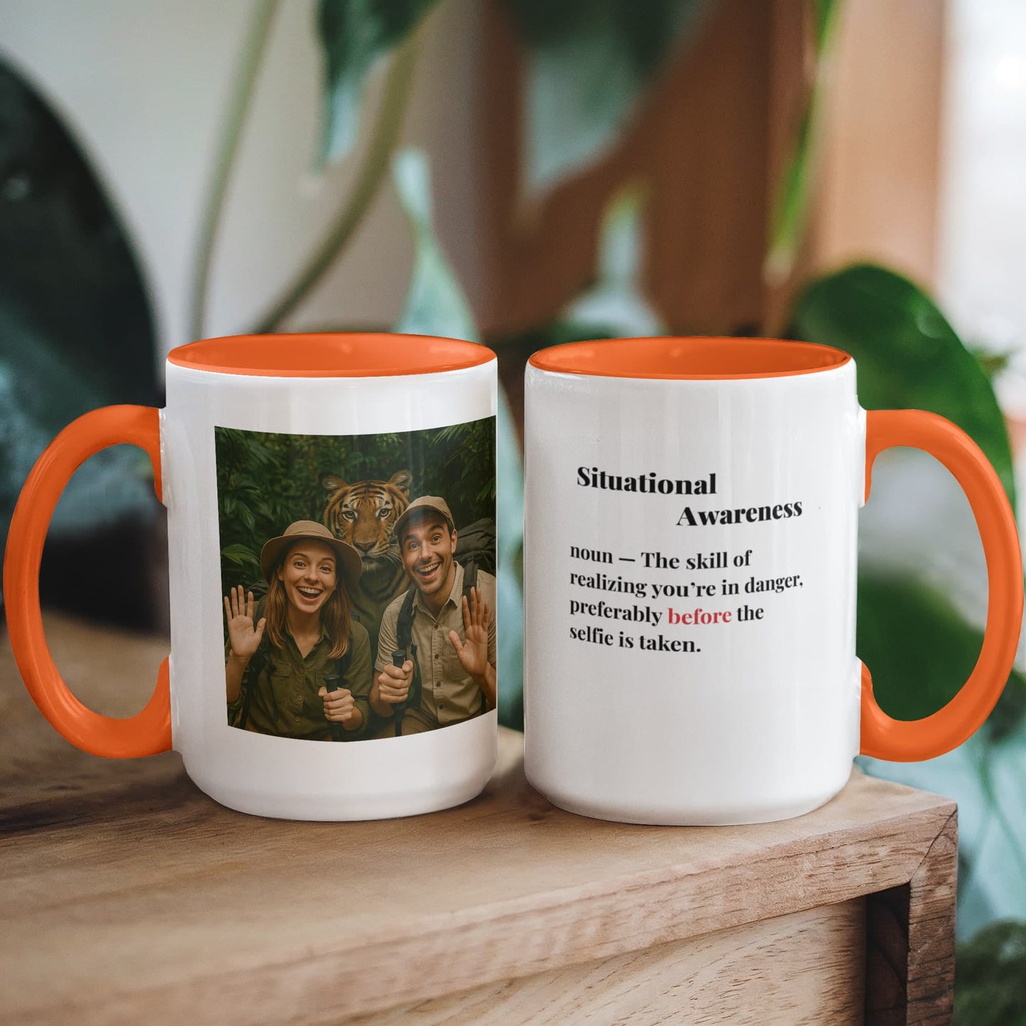 ShineOn Fulfillment Drinkware 15 oz. / Orange Tiger Situational Awareness Coffee Mug - GHR1179
