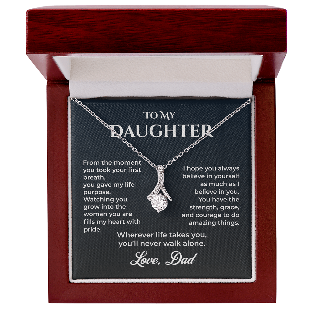 ShineOn Fulfillment Jewelry 14k White Gold Finish / Luxury Box Dad->Daughter – Alluring Beauty Necklace - GHR1232