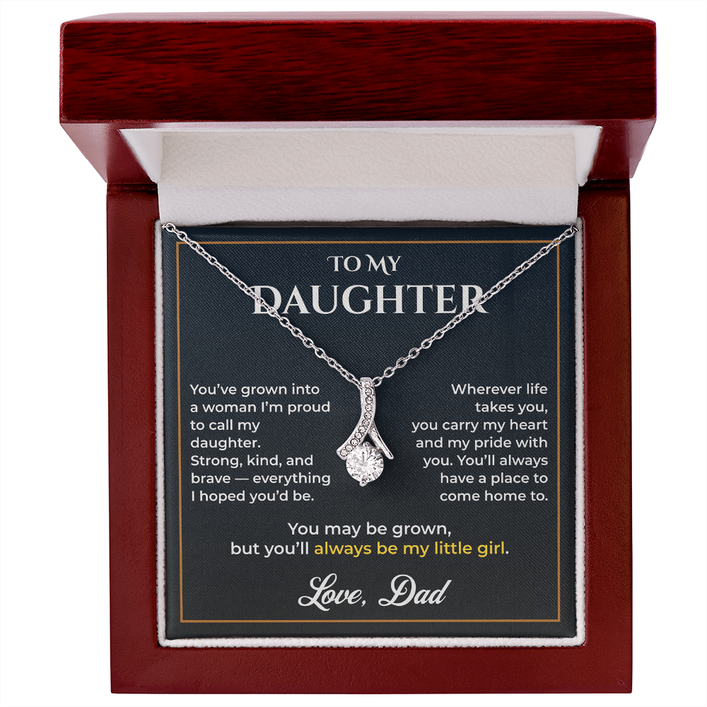 ShineOn Fulfillment Jewelry 14k White Gold Finish / Luxury Box Dad->Daughter - Alluring Beauty Necklace - GHR1234
