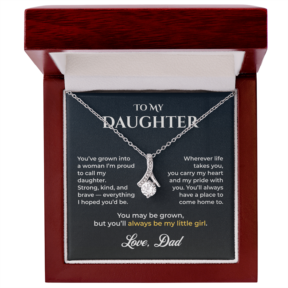 ShineOn Fulfillment Jewelry 14k White Gold Finish / Luxury Box Dad->Daughter - Alluring Beauty Necklace - GHR1236
