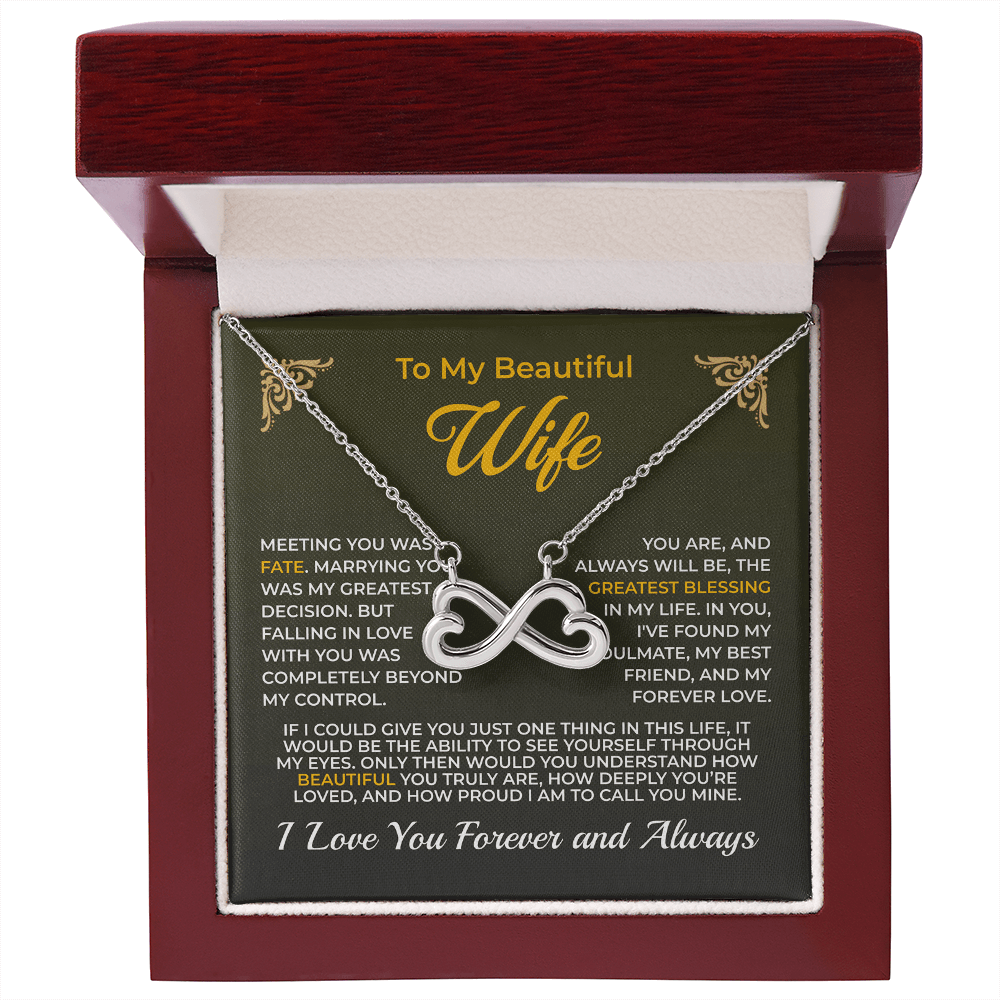 ShineOn Fulfillment Jewelry 14k White Gold Finish / Luxury Box Husband->Wife - Endless Love Necklace - GHR1265